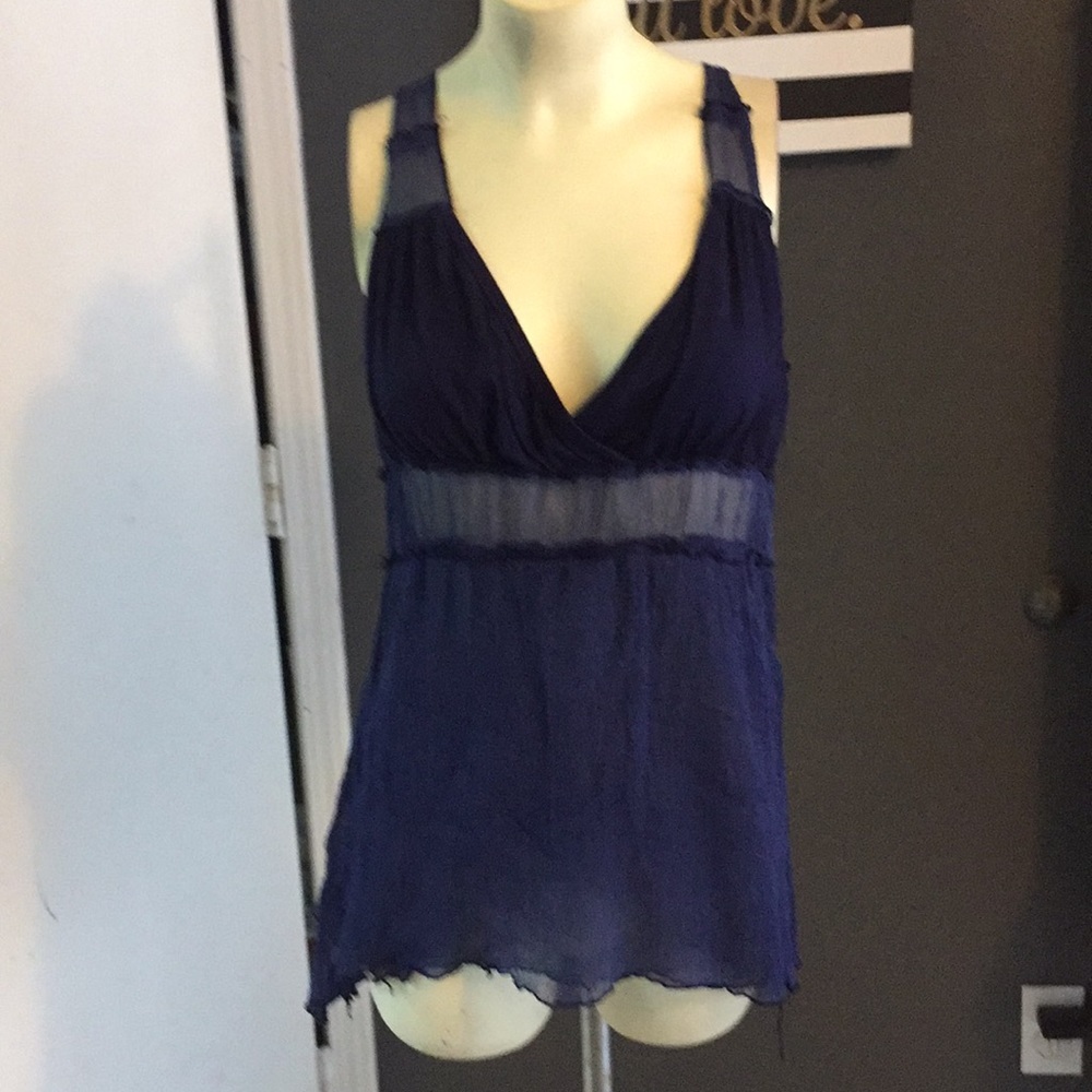 Casual freedom navy silk blouse size L